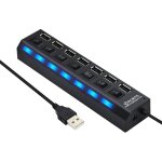 Hub usb 7 ports multiprises usb, r�partiteur usb, port usb multiples, pour pc avec interrupteurs individuels ...