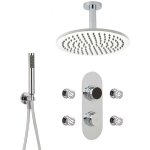 Hudson reed - kit de douche thermostatique digital 3 fonctions avec pommeau plafond rond - 4 buses massages ...