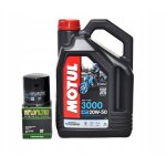 Huile motul 3000 20w50 4l + filtre à huile hiflo hf303 4t yamaha honda kawasaki Huile motul 3000 20w50 4l + filtre à huile hiflo hf303 4t yamaha honda kawasaki