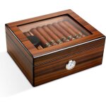 Humidor en verre artisanal bote de rangement de bureau en bois de cdre avec diviseur, humidificateur ...