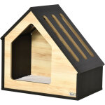 Hutte pour chien en bois, niche pour chat int�rieur avec coussin, pour petits chiens jusqu'� 8kg