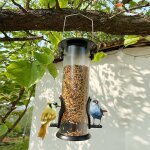 I mangeoire � oiseaux � grain 20cm noir - avec 2 points d'approche i station d'alimentation pour oiseaux ...