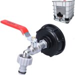 Ibc robinet cuve 1000l robinet recuperateur eau pluie, adaptateur r�servoir d'eau ibc 1 / 2  double robinet ...