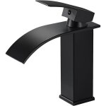 Ibuyke - moderne robinet lavabo noir cascade, mitigeur lavabo salle de bain en laiton design el�gant, ...
