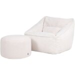 Pouf fauteuil et son repose - pied rond en tissu borg boucl, xxl pouf gant pour salon, pouf poire adulte, ...