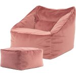Icon pouf fauteuil en velours natalia et repose - pieds, xxl pouf geant pour salon, pouf poire adultes, ...