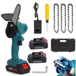 Ideko - tron�onneuse �lectrique sans fil portable 21 volt 2000 mah 2 batteries scie � cha�ne coupe d'arbres ...
