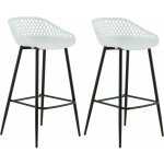Idimex - lot de 2 tabourets de bar irek, en plastique blanc et pieds en mtal noir