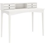 Idimex - bureau milano en pin massif avec 4 tiroirs et 1 niche, lasur� blanc