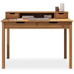 Bureau raul l 114 cm 4 tiroirs en bois massif - coloris ch�ne