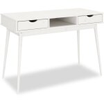 Idimex - bureau stefano en pin massif avec 2 tiroirs et 1 niche lasur� blanc