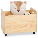 Coffre à jouets benjamin sur roulettes, en pin massif - coloris naturel Coffre à jouets benjamin sur roulettes, en pin massif - coloris naturel