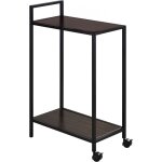 Idimex - desserte � roulettes rivo, en m�tal et plateau en bois couleur noir et noyer