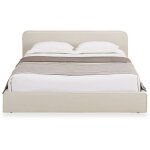 Idimex - lit double belarti 140 x 190 cm, revtement en tissu - blanc crme