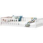 Idimex - lit enfant gustavo type montessori, couchage 90x190 cm, en pin massif lasur blanc