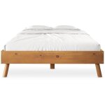 Lit futon karri 140 x 200 cm, en bois massif - coloris chêne Lit futon karri 140 x 200 cm, en bois massif - coloris chêne
