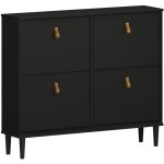 Idimex - meuble � chaussures mikka avec 4 abattants en pin massif lasur� noir