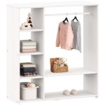 Idimex - penderie enfant rafael avec tagres en pin massif lasur blanc