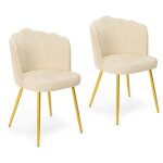 Idmarket - lot de 2 chaises coquillage adella beige en velours pieds dor�s