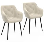 Idmarket - lot de 2 chaises de salle � manger, fauteuils de table capitonn�s lya velours beige