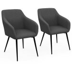 Idmarket - lot de 2 chaises de salle � manger, fauteuils de table jany en velours c�tel� gris