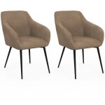 Idmarket - lot de 2 chaises de salle � manger, fauteuils de table jany en velours cotel� taupe
