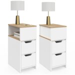 Idmarket - lot de 2 tables de chevet anouk 2 tiroirs avec niche lat�rale r�versible blanc et bois