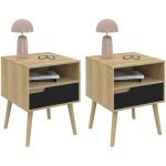 Idmarket - lot de 2 tables de chevet helsinki scandinaves 1 tiroir avec niche effet h�tre et noir