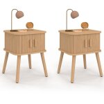 Idmarket - lot de 2 tables de chevet romie 2 portes coulissantes lattes tasseau bois coloris ch�ne