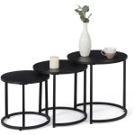 Idmarket - lot de 3 tables basses gigognes davis rondes 35 / 40 / 45 en mtal noir mat design industriel ...