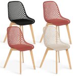 Idmarket - lot de 4 chaises mandy mix color noir, terracotta x2 et beige