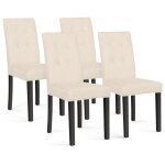 Idmarket - lot de 4 chaises polga capitonnes en velours beige pieds noirs