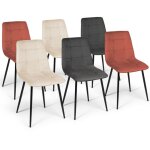 Lot de 6 chaises mila en velours mix color terracotta x2, gris foncé x2 et beige x2 Lot de 6 chaises mila en velours mix color terracotta x2, gris foncé x2 et beige x2