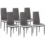 Idmarket - lot de 6 chaises romane grises bandeau blanc pour salle � manger