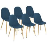 Idmarket - lot de 6 chaises scandinaves daphne en tissu bleu canard pour salle  manger