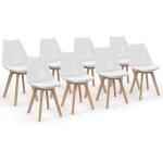 Lot de 8 chaises scandinaves sara blanches pour salle � manger