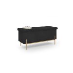 Idmarket - banc coffre rangement louis avec pieds métal doré 100 cm velours noir Idmarket - banc coffre rangement louis avec pieds métal doré 100 cm velours noir