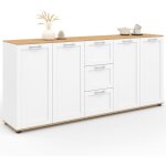 Idmarket - buffet 180 cm vito xxl 4 portes avec 3 tiroirs bois et blanc