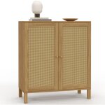 Idmarket - buffet d'appoint vintage 2 portes 70 cm hanae effet naturel cannage