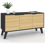 Idmarket - buffet bas scandinave 113 cm finn noir 3 portes fa�on h�tre