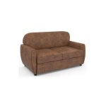 Idmarket - canap droit 2 places club vintage gaston marron fonc effet vieilli