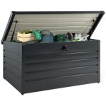 Coffre de rangement mtal verrouillable gris anthracite pour jardin 810l