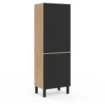 Idmarket - colonne de cuisine 60 cm cina 2 portes fa�on h�tre et noir