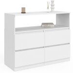 Idmarket - commode 4 tiroirs tomi 100 cm avec niche bois blanc