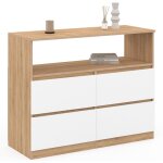 Idmarket - commode 4 tiroirs tomi 100 cm avec niche faon htre et blanc