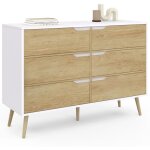 Idmarket - commode 6 tiroirs helsinki 115 cm scandinave blanc et effet hêtre Idmarket - commode 6 tiroirs helsinki 115 cm scandinave blanc et effet hêtre