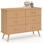 Idmarket - commode 6 tiroirs juliette 110 cm lattes tasseau bois coloris ch�ne