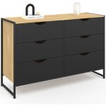 Idmarket - commode 6 tiroirs noirs boston 115 cm design industriel