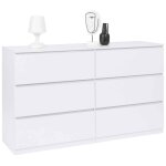Commode 6 tiroirs tomi xxl 140 cm bois blanc