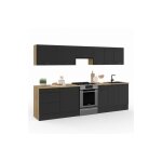 Idmarket - cuisine complte casserolier 300 cm subtil avec plan de travail 9 lments bois et noir